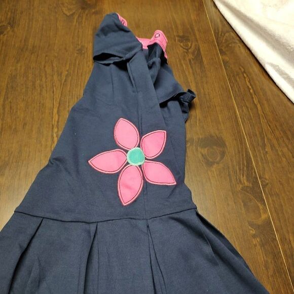 Hartstrings Dark Navy Blue with Pink Flowers Dress Size Girl's 12 Worn 1 Time - Picture 3 of 3